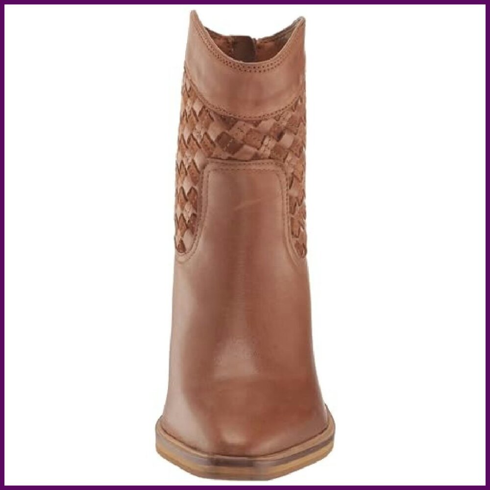Leather Western Booties with Zipper Closure, Women's Ankle Boots - Picture 3 of 8